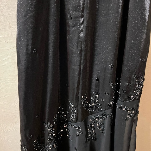 Cache Black Sheer Beaded Asymmetrical Formal Long Prom Gown Dress Size 4 Y2K - Picture 7 of 8